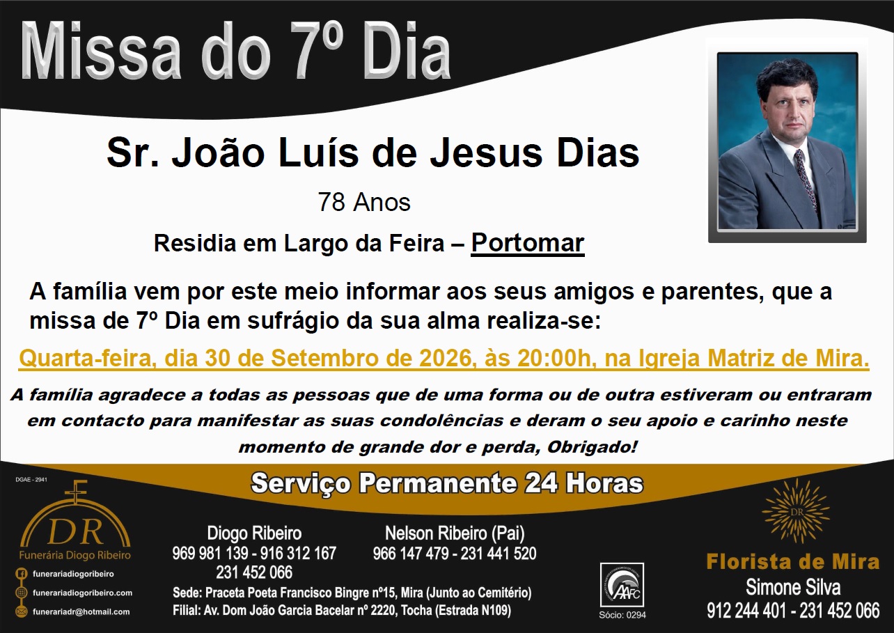 Missa 7º Dia João Luís de Jesus Dias