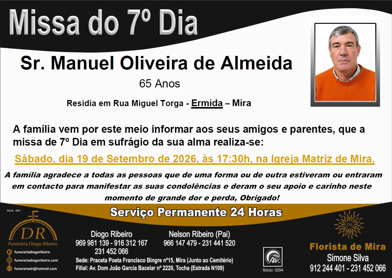 Missa 7º Dia Manuel Oliveira de Almeida