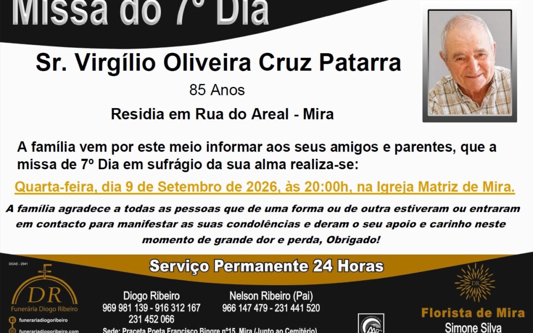 Missa 7º Dia Virgílio Oliveira Cruz Patarra