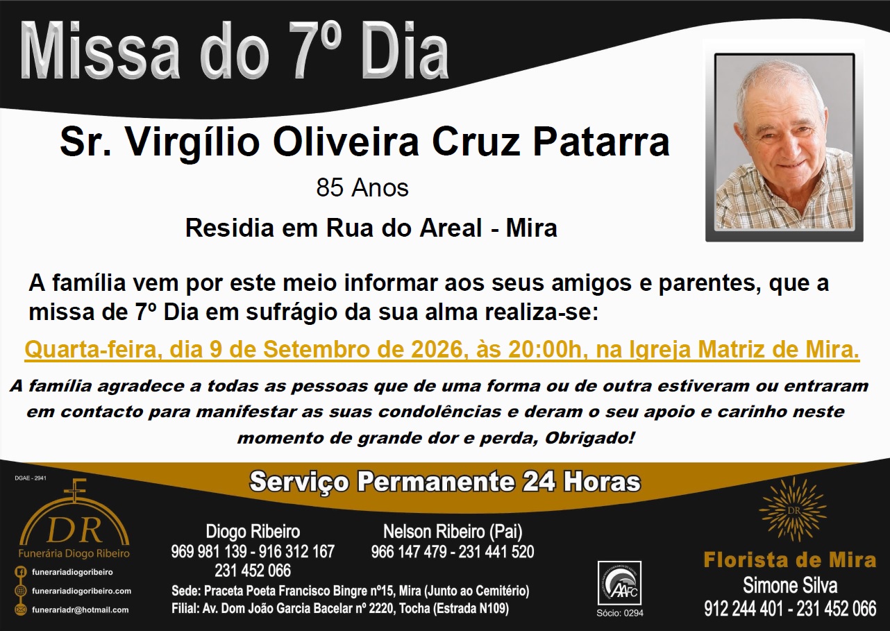Missa 7º Dia Virgílio Oliveira Cruz Patarra