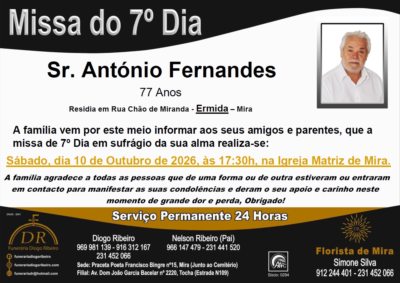Missa 7º Dia António Fernandes